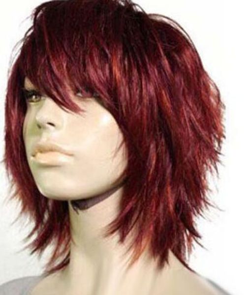 

sell new fashion short dark red women's lady's hair wig wigs, Black;brown
