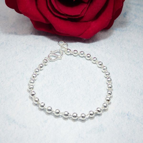 

authentic 990 sterling silver bangles chinese style lucky beads charm bracelet women girls fashion jewelry wedding, Black