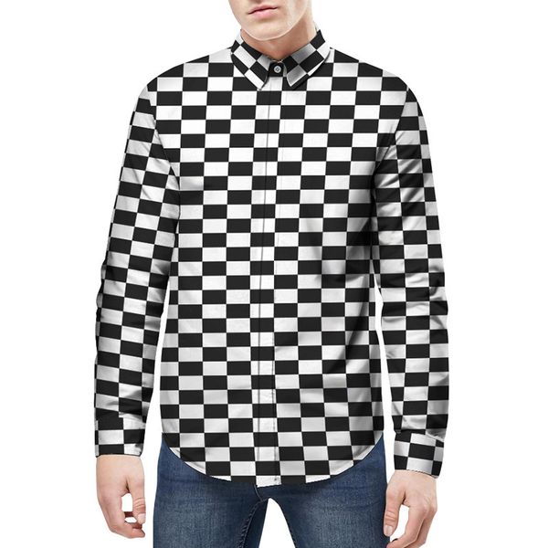camisa cuadros blanco y negro hombre