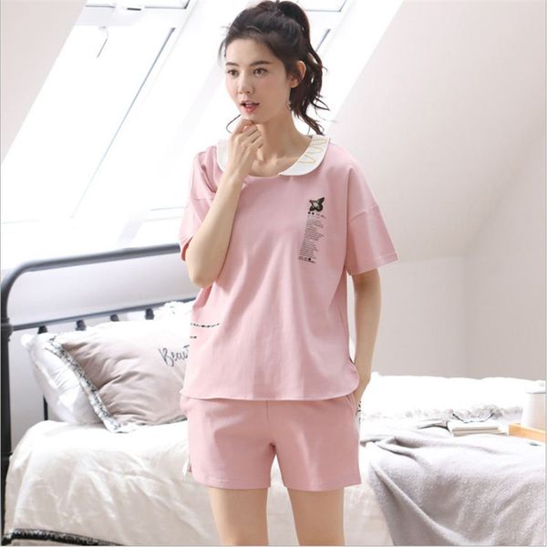 

woman's fashion whole cotton pajamas sets round neck bedgown short sleeved shorts sleepwear sport suit comfortable home clothes, Blue;gray