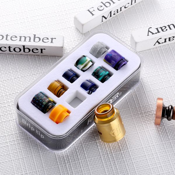 

authentic aleader epoxy resin pei beeswax drip tip kit set wide bore 810 510 thread snake skin grid rainbow mushrooms mouthpiece