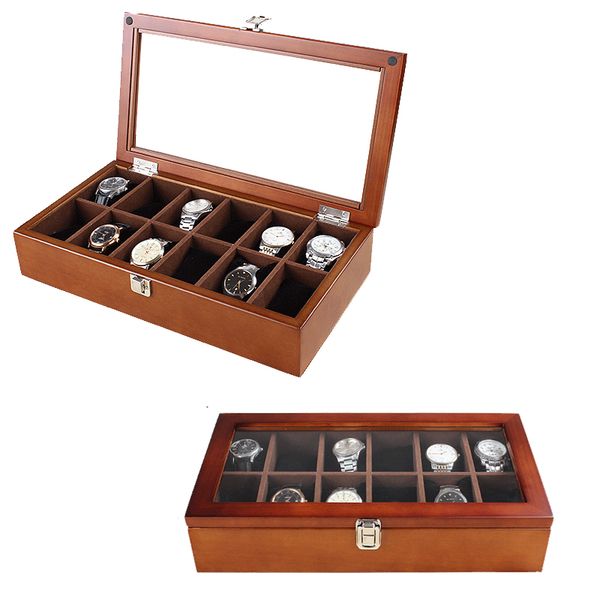 

2019 new 12 grids wooden watch boxes for hours sheath for hours box watch, Black;blue