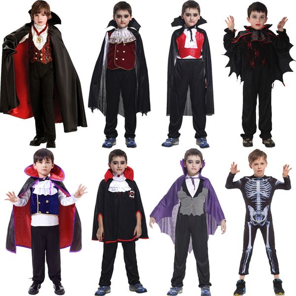 

carnival party halloween kids children count dracula gothic vampire costume fantasia prince vampire cosplay for boy boys, Black;red