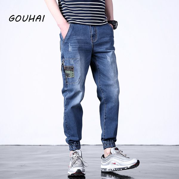 

autumn casual jeans men pants patchwork hip hop streetwear mens biker jeans men denim overalls male joggers plus size s-6xl, Blue
