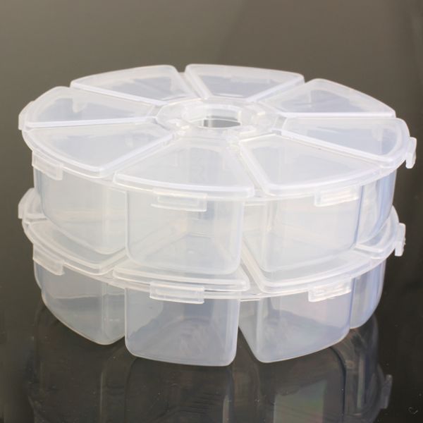 

2pcs nail art rhinestones beads display box storage case 8 compartments e2shopping