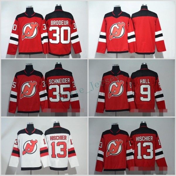 

2019 New Jersey Devils First Draft 43 Jack Hughes 9 Taylor Hall 30 Martin Brodeur 35 Cory Schneider 13 Nico Hischier Hockey Jerseys A Patch