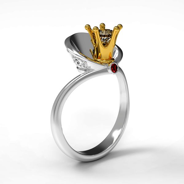 

queen shawl shaped wedding rings two-tone crown ring for women, Golden;silver