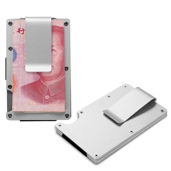 

fashion blocking metal s namecards holder organizer with money clip, Black