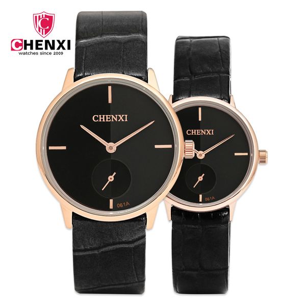 

chenxi mens watches top leather watchband hand clock with second dial high quality fashion male gift hour natate, Slivery;brown