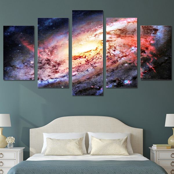 

5 piece wall art canvas painting hd print universe space galaxy stars home decoration poster picture panel paintings