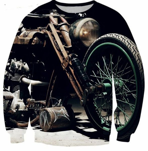 

fashion women/men classic motorcycle harauku style funny 3d printed crewneck sweatshirts hoodies k175, Black