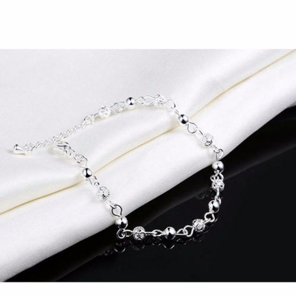 

silver crystal chain bangle cuff charm beads bracelets for women jewelry pulseira 2016 new, Black