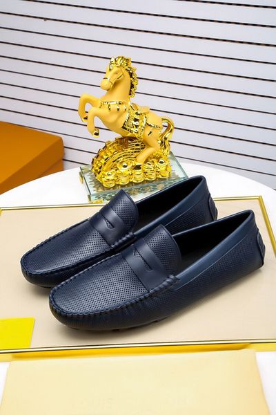 

original box] new style mens loafers business dress drive cow leather slip-on louise shoes made in italy size 38-45, Black