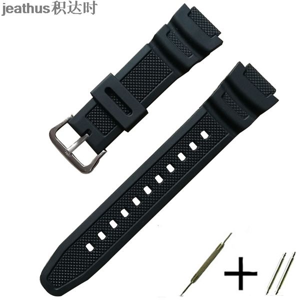 

jeathus watchband convex pu strap 18*25mm rubber silicone bracelet for aq - s810w ae-1000 1200w sgw-300 400h mrw-200h, Black;brown