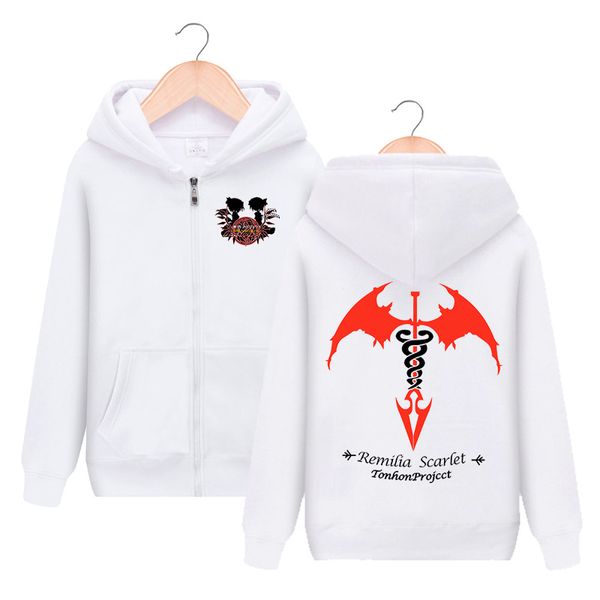 

anime touhou project remilia scarlet zipper hooded hoodie cosplay costume men women jacket casual sweatshirt fashion streetwear, Black