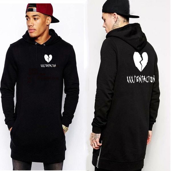 

rapper xxxtentacion hoodies hip hop extended hem zipper xxxtentacion hoodie streetwear fashion extended hoodie sweatshirt, Black