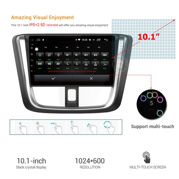10 1 IPS 2 5D HDTouch Screen OCTA Core Android 8 0 Car DVD Car Radio Stereo GPS Navigation Player For Toyota YARiS VIOS 2017 Portable Car Dvd Player