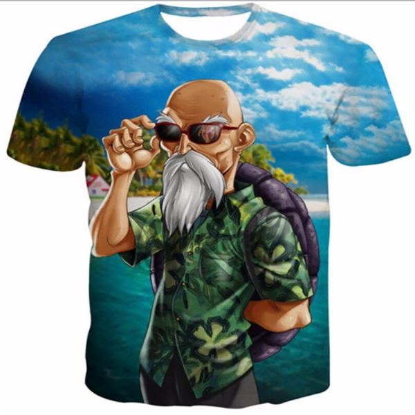 

new arrival funny master roshi 3d t shirt summer hipster short sleeve tee men/women anime dragon ball z t-shirts s-xxxxxxl u105, White;black