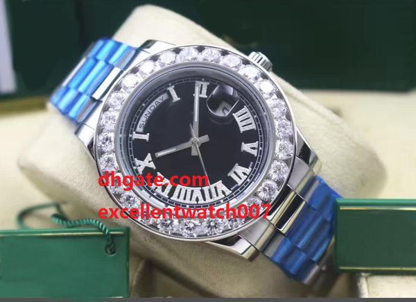 

mechanical watch 41mm day-date president roman black dial 225235 228238 asia 2813 movement automatic mens watch, Slivery;brown