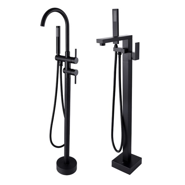 

Matte Black Freestanding Bathtub Faucet Bath Spout Shower Diverter Floor Mount Bathtub Filler Mixer Taps Shower Faucets