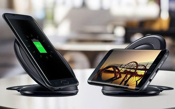 

Qi fa t wirele charger charging pad for am ung galaxy tand with package with logo with fan