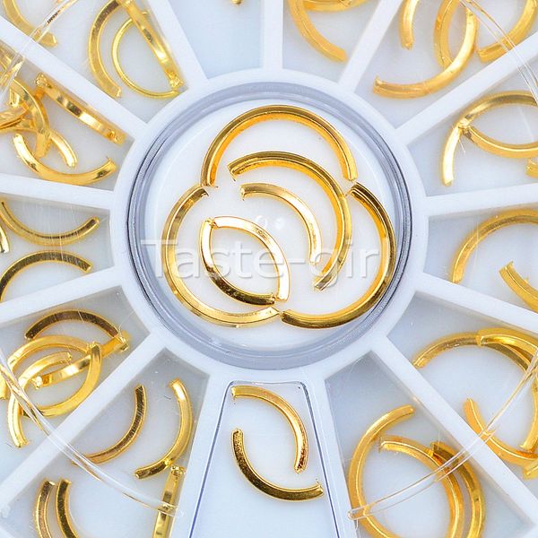 

2 sizes striping line studs gold metal curved arc gold bars 3d nail art wheel decoration nail jewelry for beauty manicure tools, Silver;gold