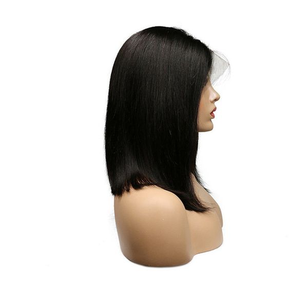 

black white woman 180% density remy vrigin wigs natural color brazilian bob wig human hair front lace cap swiss lace ing, Black;brown