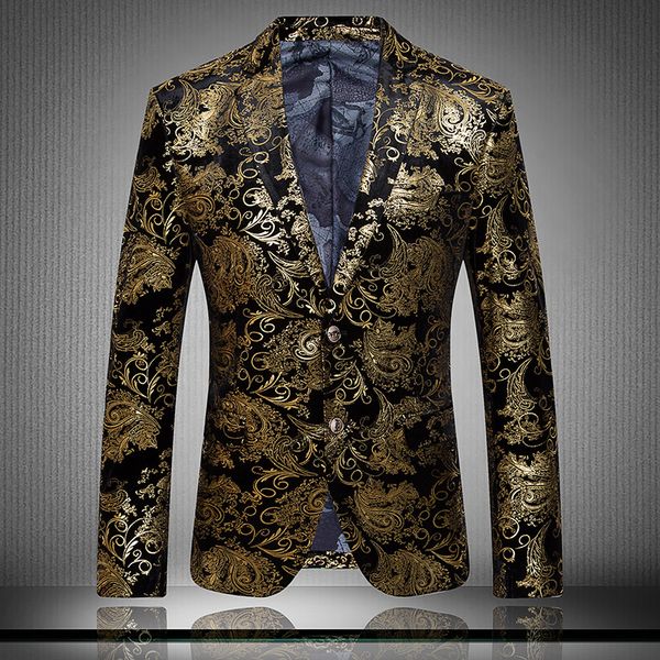 

personalized single suit jacket slim flower print velvet suit fashion trend men's dress ing, White;black