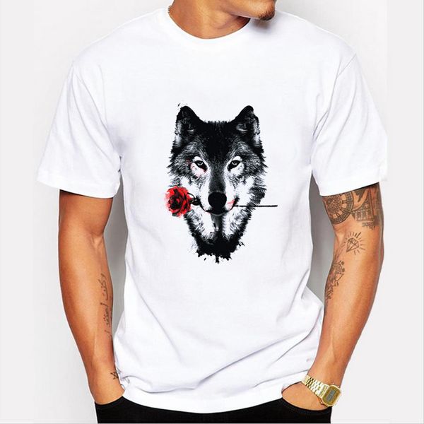 

Newest Mens Dog Rose T Shirt Fashion Punk Dog Rose Printed Men T-Shirts Design Funny Tops Tee