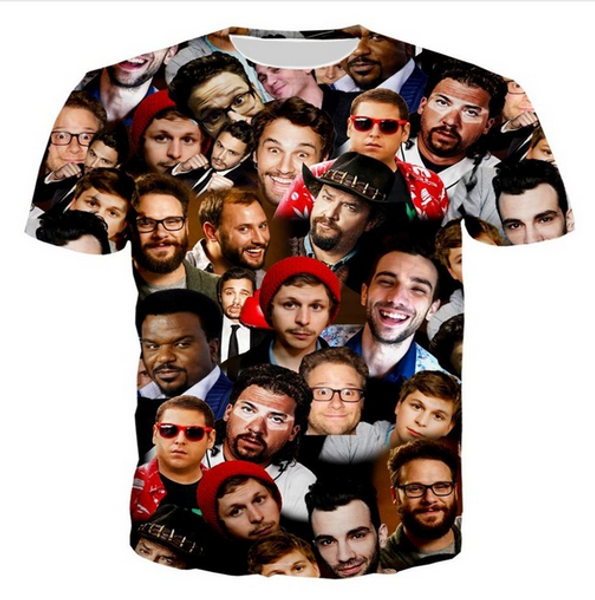 

fashion mens/womans seth rogen summer style funny 3d print casual t-shirt plus size zgx039, White;black