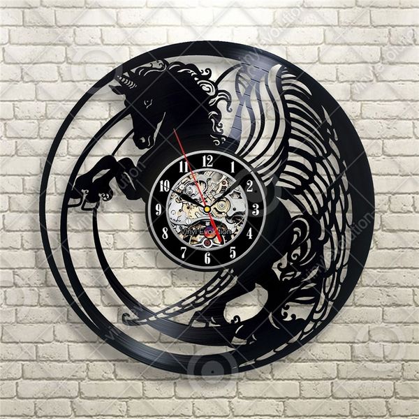 Unicorn Vinyl Record Wall Clock Modern Home Decor Wall Art Kitchen