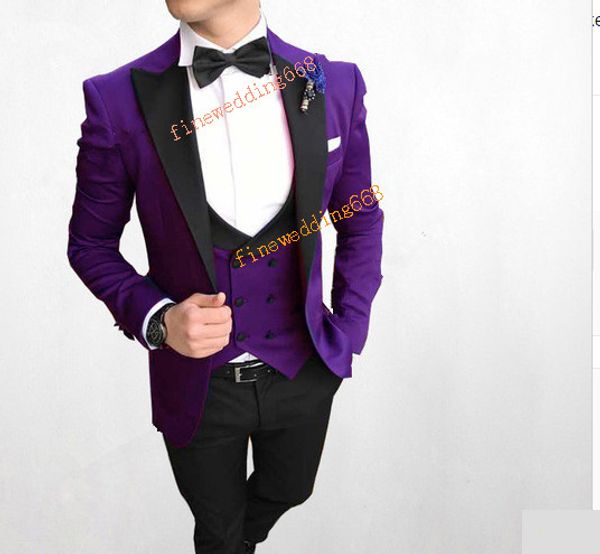 

customize groomsmen peak lapel handsome one button groom tuxedos men suits wedding/prom/dinner man blazer(jacket+pants+tie+vest, Black;gray