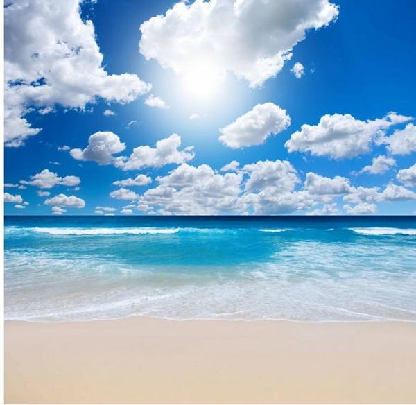 

blue sea beach blue sky white clouds tv background wall mural 3d wallpaper 3d wall papers for tv backdrop