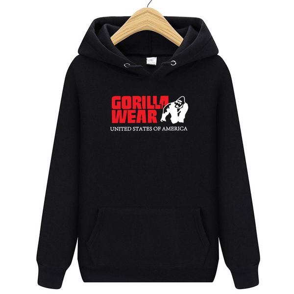 Gorilla Wear White Print 2018 New Fashion Hoody Men Hoodies Sweatshirts Solid Color Tops Mens Long Sleeves Straight Male Slim