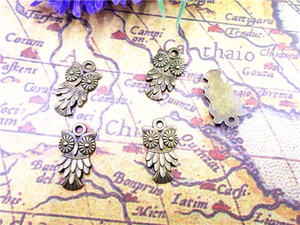

60pcs mini owl charms -antique bronze bird beads and charms pendants 11x20mm, Bronze;silver
