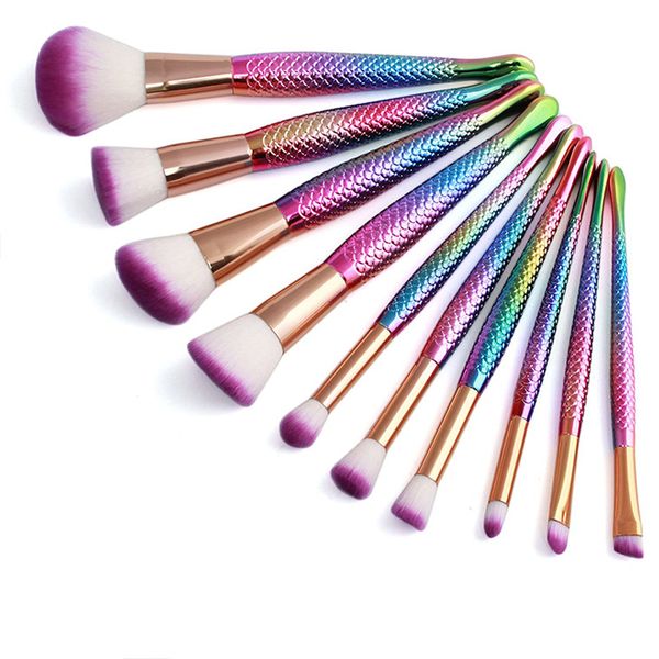 

mermaid makeup brushes sets cosmetics brush 10 bright color spiral shank 3d colorful screw makeup tools dhl ship