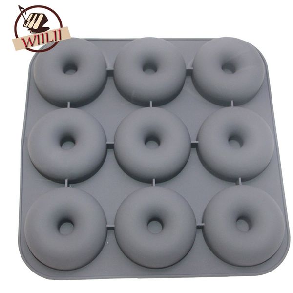 

1pcs 9 hole donuts shape silicone cake mold cookie sugar molds fondant cake tools bakeware decorating