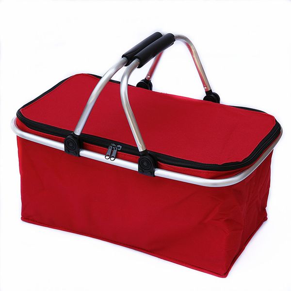 

outdoor camping folding cooler insulated picnic baskets 600d oxford /aluminum frame handles foldable shopping storage wild basket