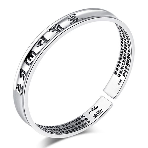 

buddhist scriptures chinese charms bracelet couple bracelets for women men silver plated bracelets & bangles bileklik pulseira, Black