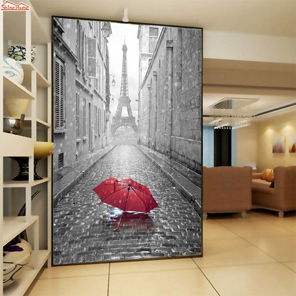 

shinehome-large custom abstract paris eiffel tower raining city wallpaper landscape for 3 d living room wall paper mural rolls