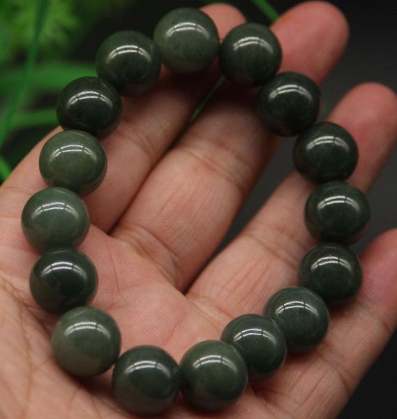 

certified green 100% natural a ite bead bracelet bangle 5230 stone, Black