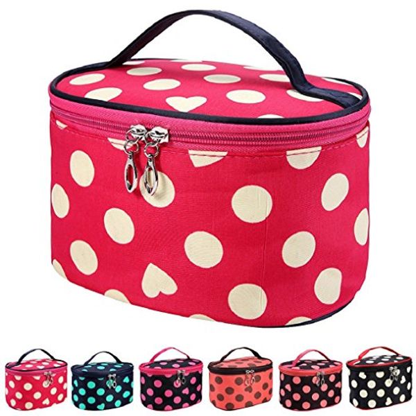 Dots Pattern Large Cosmetic Bag Travel Makeup Organizer Case Holder con specchio per le donne