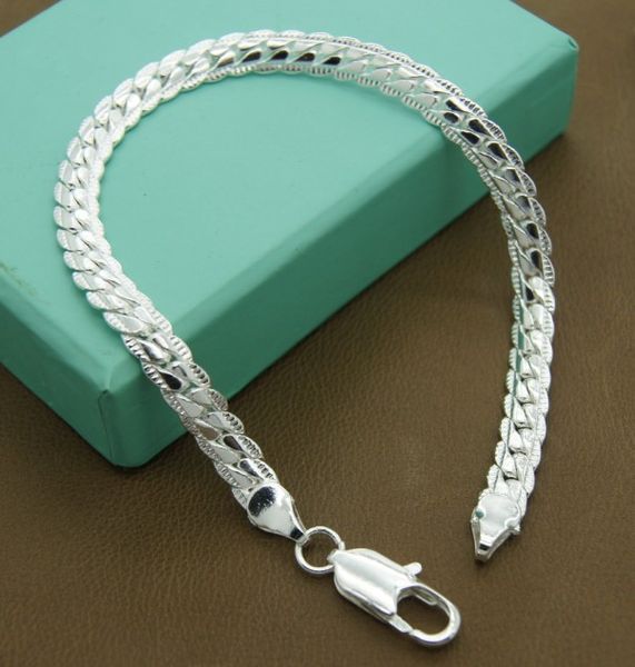 

new arrival silver 925 cuff chain charm 5m sideways gold/silver plated bracelet jewelry bracelet, Black