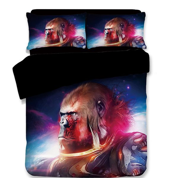 

chimpanzee bedding sets 3pcs soft black 3d bedclothes chromatic duvet cover quilt cover pillow cases home textiles sell well