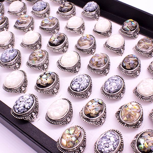 

12 pieces/lot mix vintage rings for women artificial stone rings men boho engagement wedding rings fashion jewelry, Silver