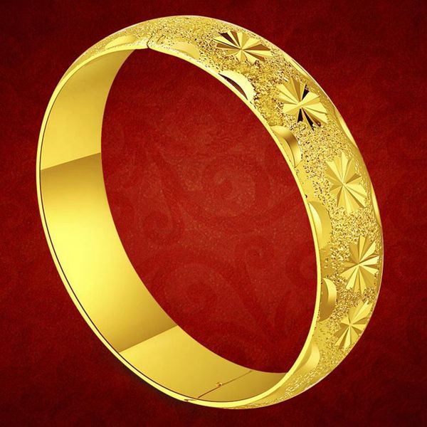 

classic carved bangle wedding womens accessories gold filled solid lady dubai bangle bracelet jewelry 6mm,8mm,10mm,15mm wide, Black