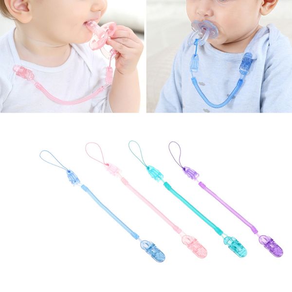

translucent anti out baby pacifier clip chain stretchable 70cm with spring pacifier chain baby items for 4 colors