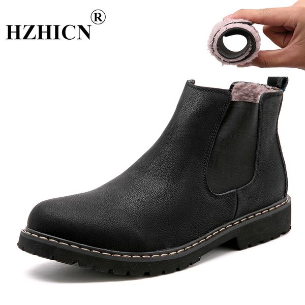 45 Winterschuhe Großhandel Lederstiefel Für Herren Chelsea Warm Winterstiefel Boots Schwarz Männer Plus 2019 Plüsch Fell Herrenschuhe 37 Size Split Pk0O8nw