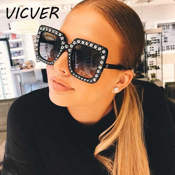 

crystal sunglasses italy brand designer women diamond sun glasses luxury oversized square female retro stylish big frame shades, White;black