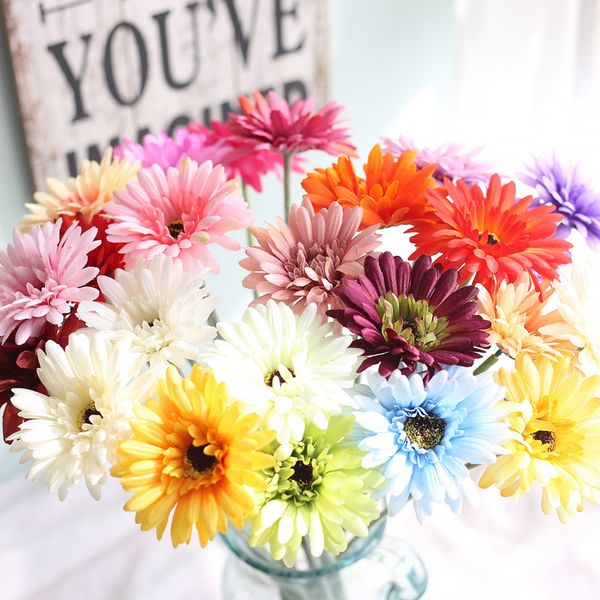 Acheter Fausses Fleurs Chrysanthème Beau Bouquet Faux Gerbera Bricolage Guirlande Cadeau Boîte De Bonbons à La Main Matériel Fleurs Artificielles De